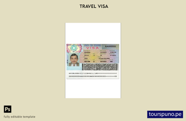 Plantilla de visa de viaje para Unión de Comoras lista para imprimir 1